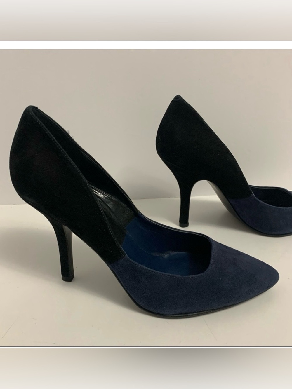 NINE WEST pointed toe leather suede Heels blue black size 10 high heels shoes